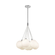 Kuzco Bolla 17in 6-Light LED Chandelier | Modern Opal Glass and Steel | Dining Room & Living Room | 1540lm 3000K 90CRI Dimmable | Model CH3117-OP