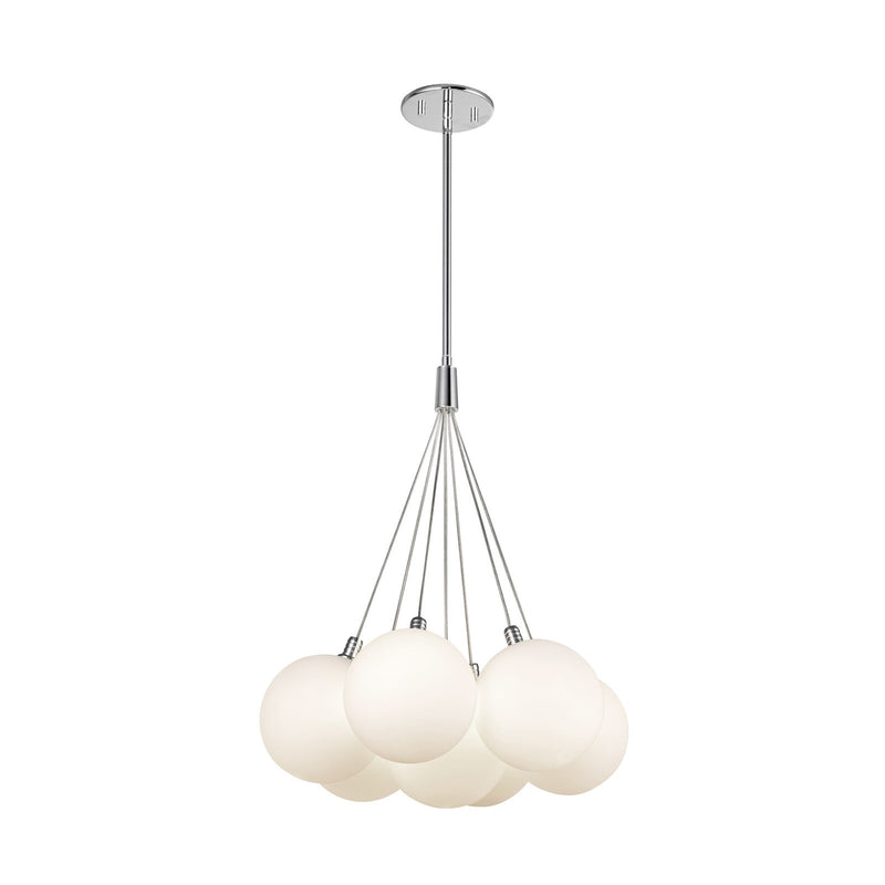 Kuzco Bolla 17in 6-Light LED Chandelier | Modern Opal Glass and Steel | Dining Room & Living Room | 1540lm 3000K 90CRI Dimmable | Model CH3117-OP