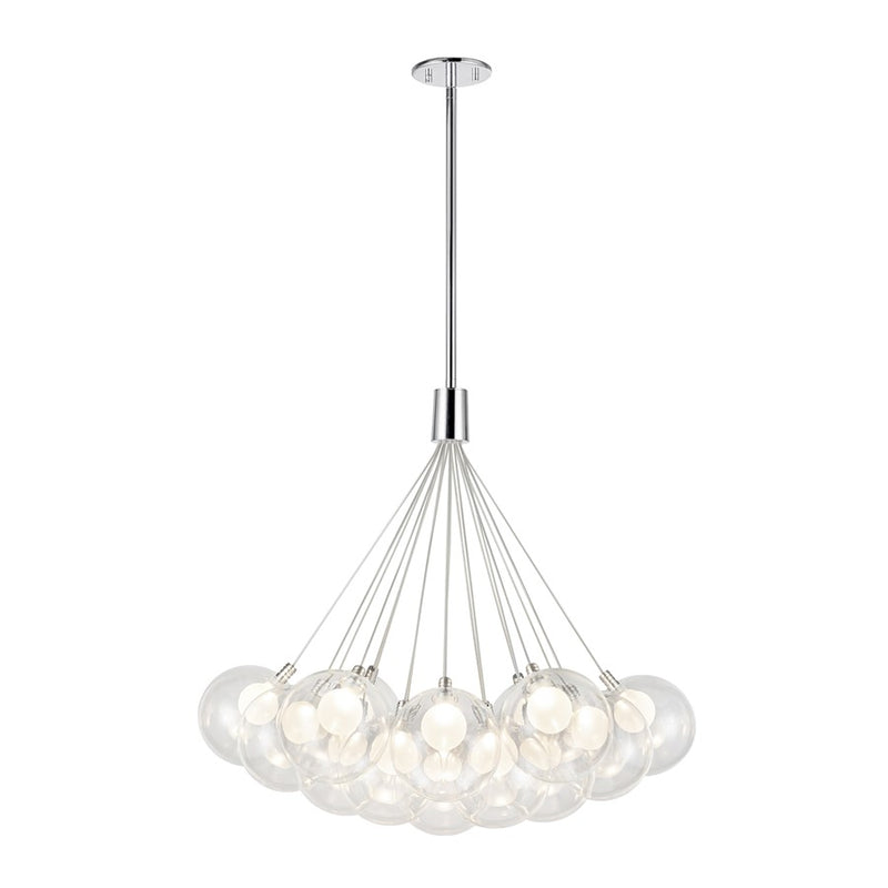 Kuzco Bolla 28" LED Chandelier, Chrome/Clear Glass Shade - CH3128