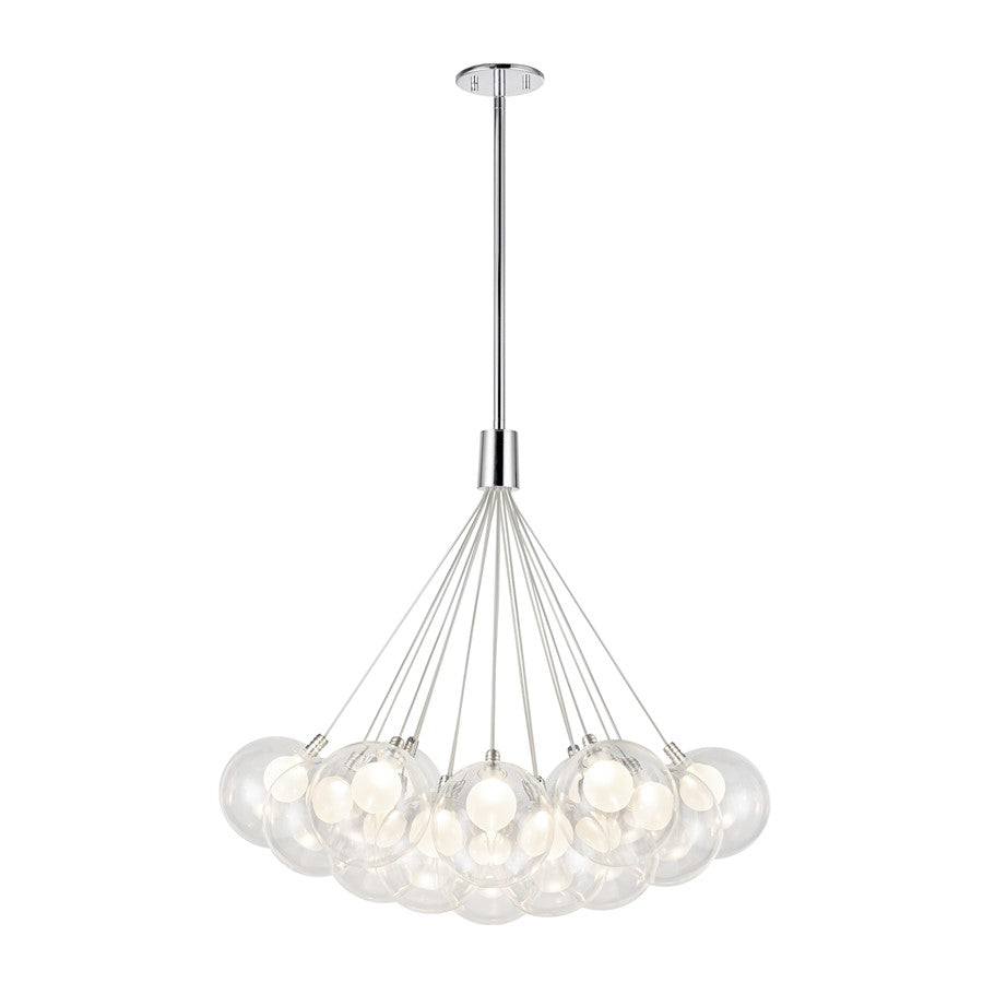 Kuzco Bolla 28" LED Chandelier, Chrome/Clear Glass Shade - CH3128