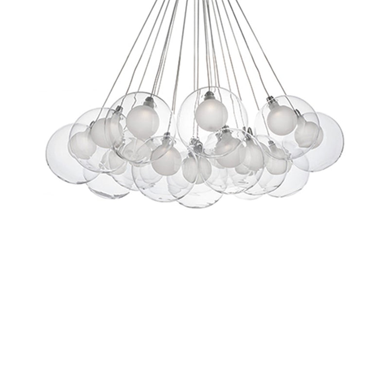 Kuzco Bolla 28" LED Chandelier, Chrome/Clear Glass Shade