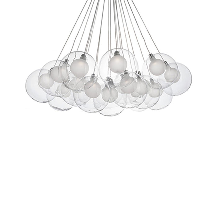 Kuzco Bolla 28" LED Chandelier, Chrome/Clear Glass Shade