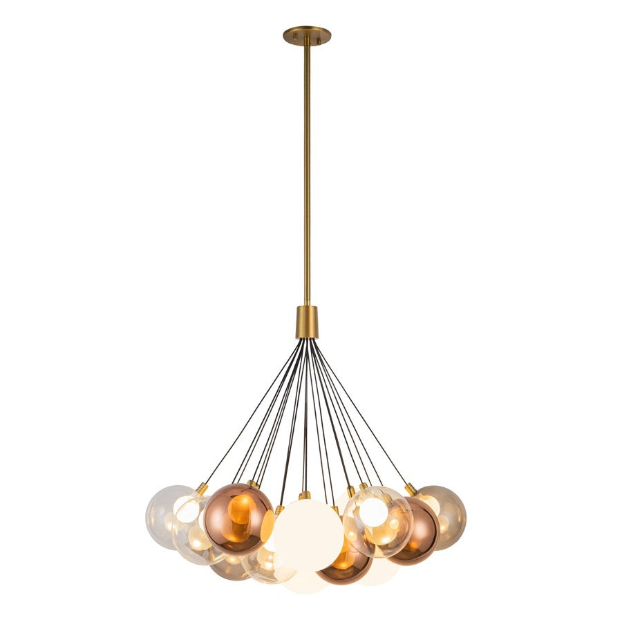 Kuzco Bolla 28" Gold Dim LED Chand, Brushed Gold/Mixed Glass - CH3128-BG-MGL