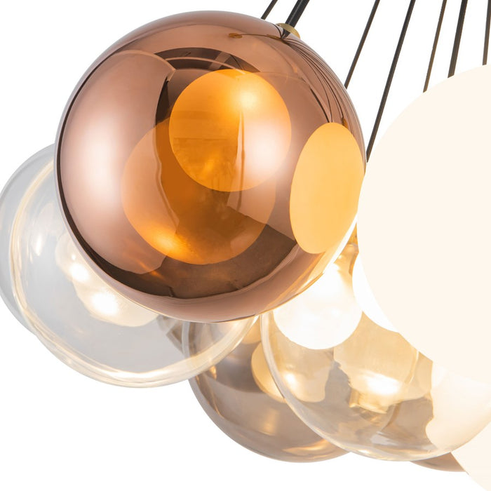 Kuzco Bolla 28" Gold Dimmable LED Chand, Brushed Gold/Mixed Glass