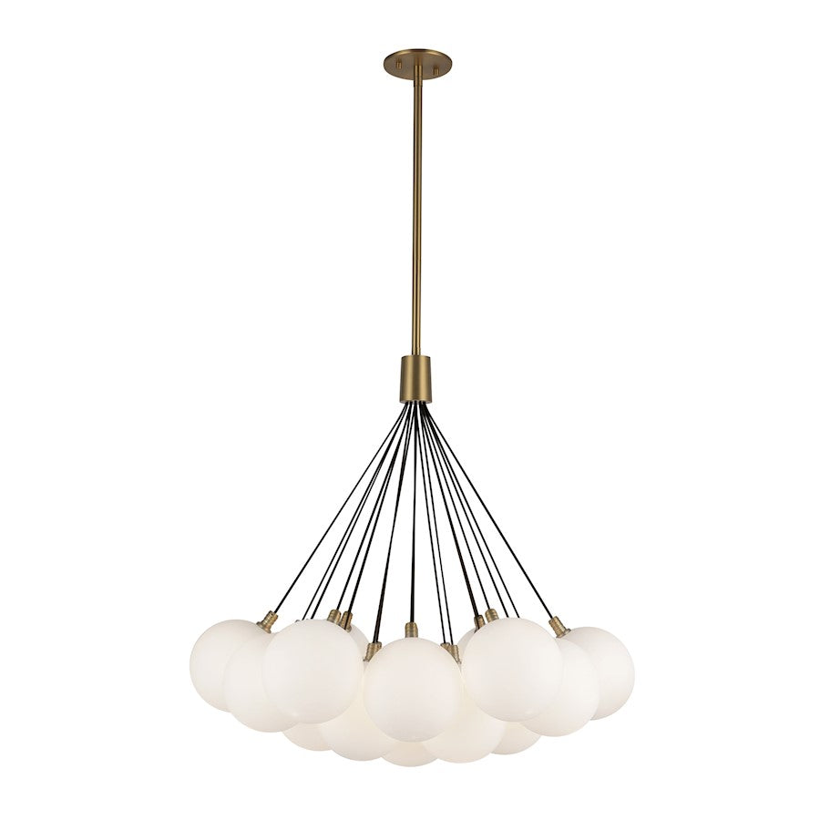 Kuzco Bolla 28" Chandelier, Brushed Gold/Opal Glass/Clear Glass - CH3128-BG-OP