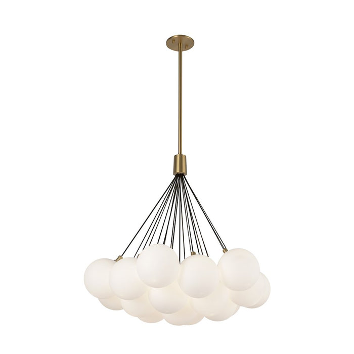 Kuzco Bolla 28" Chandelier, Brushed Gold/Opal Glass/Clear Glass