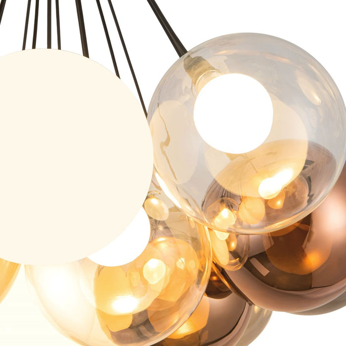 Kuzco Bolla 28" Black Dimmable LED Chandelier, Black/Mixed Glass