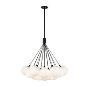 Kuzco Bolla 28" Chandelier, Black/Opal Glass/Clear Glass - CH3128-BK-OP