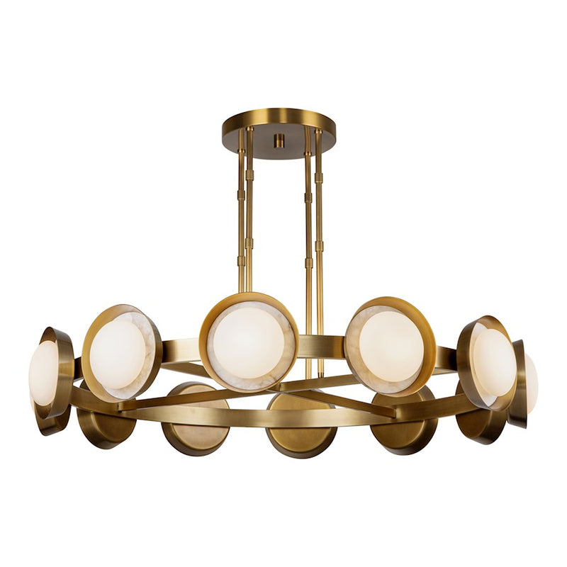 Kuzco Alonso 50in LED Chandelier | Vintage Brass Steel and Opal Glass Alabaster | Dining Room & Living Room | 3200lm 3000K 90CRI | Model CH320050VB