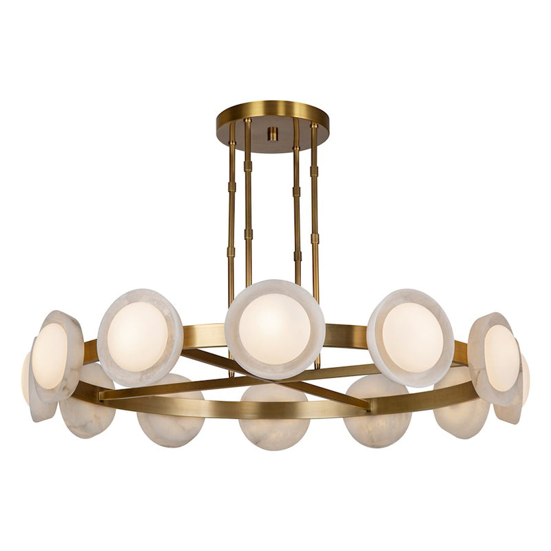 Kuzco Alonso 50in LED Chandelier | Vintage Brass Alabaster Steel and Opal Glass | Dining Room & Living Room | 3200lm 3000K 90CRI | Model CH320050VBAR