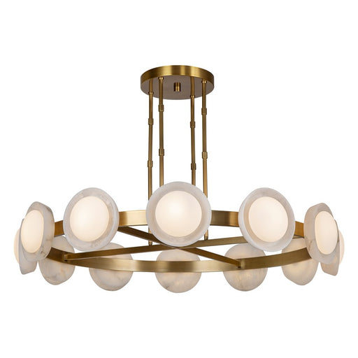 Alora Alonso 50" LED Chandelier, Vintage Brass/Alabaster/Opal