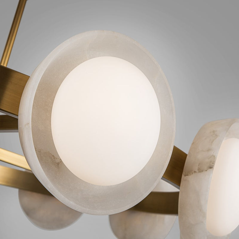 Alora Alonso 50" LED Chandelier, Vintage Brass/Alabaster/Opal