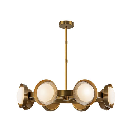 Kuzco Alonso 37in LED Chandelier | Vintage Brass Steel and Opal Glass Shades | Dining Room & Living Room | 2400lm 3000K 90CRI | Model CH320837VB