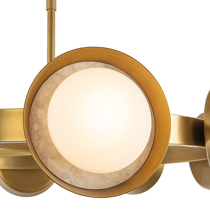 Kuzco Alonso 37" LED Chandelier, Vintage Brass/Steel Shade