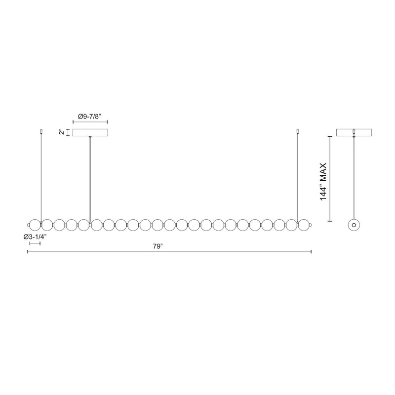 Kuzco Akoya 79in 23-Light LED Chandelier | Chrome and Frosted PC | Dining Room & Living Room | 79 x 3.25 x 3.25 in | Model CH321506CH