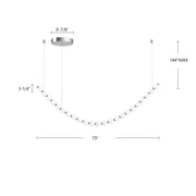 Kuzco Akoya 79in 23-Light LED Chandelier | Chrome and Frosted PC | Dining Room & Living Room | 79 x 3.25 x 3.25 in | Model CH321506CH