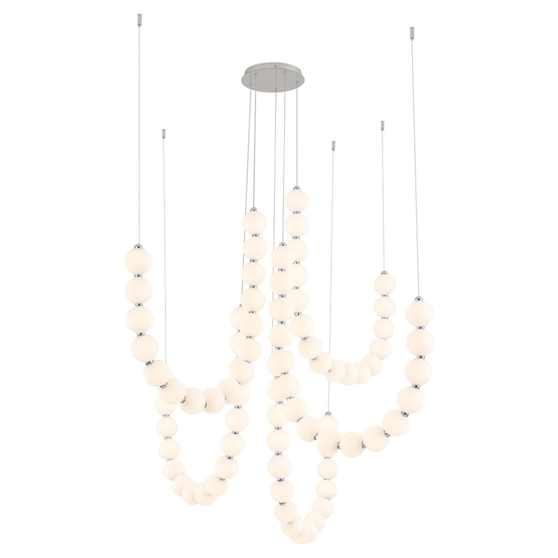 Kuzco Akoya 80 Lt Silver Dimmable LED Chandelier w/ Remote Drv, Chrome