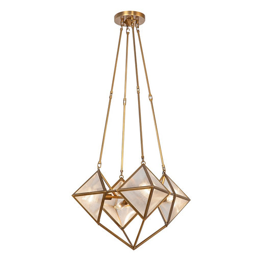 Alora Cairo 4-Light 21in Chandelier | Modern Vintage Brass Steel and Clear Ribbed Glass | Dining Room & Living Room | 4x60W E12 | Model CH332421VBCR