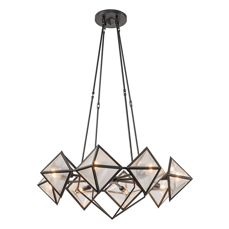 Kuzco Cairo 30in 8-Light Chandelier | Urban Bronze Steel and Clear Ribbed Glass | Dining Room & Living Room | 11.62 x 30 in | Model CH332830UBCR