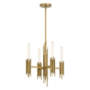 Kuzco Torres 4-Light 19in Chandelier | Modern Vintage Brass Metal | Dining Room & Kitchen Island | 22in H | Model CH335019VB