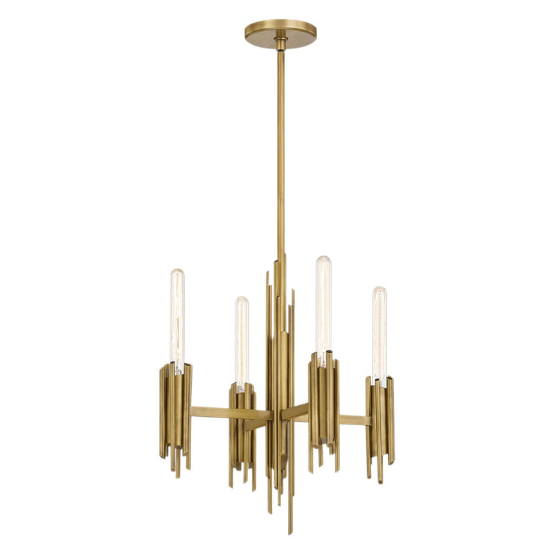 Kuzco Torres 4-Light 19in Chandelier | Modern Vintage Brass Metal | Dining Room & Kitchen Island | 22in H | Model CH335019VB