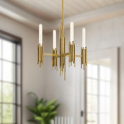 Kuzco Torres 4-Light 19in Chandelier | Modern Vintage Brass Metal | Dining Room & Kitchen Island | 22in H | Model CH335019VB
