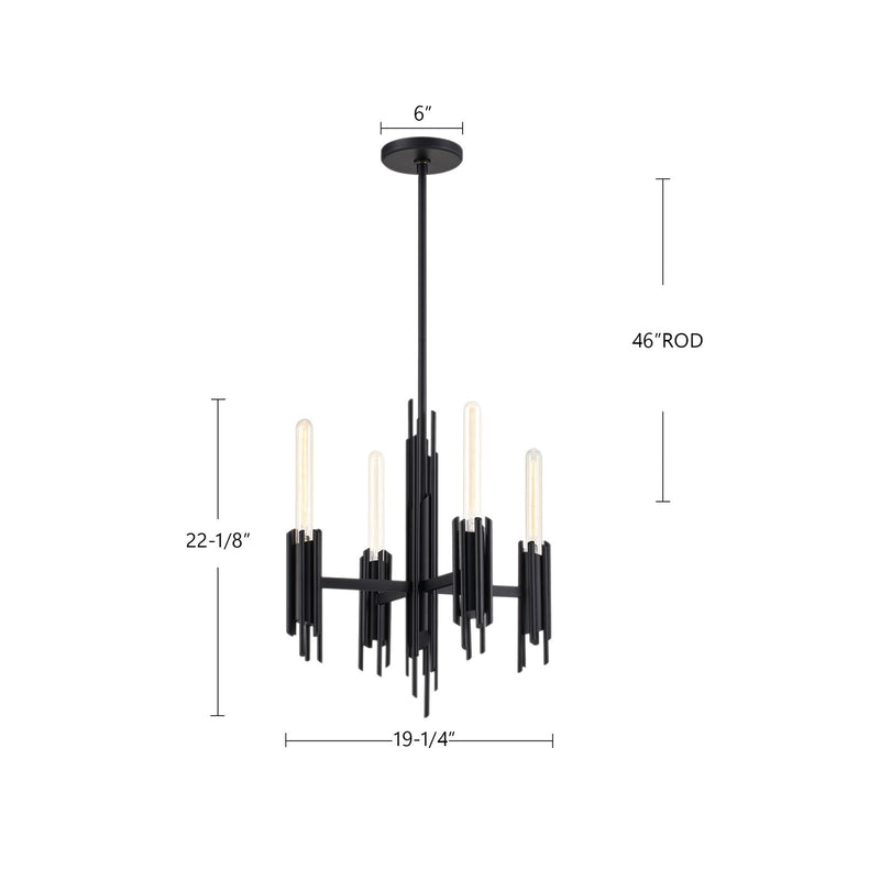 Kuzco Torres 4-Light 19in Chandelier | Modern Vintage Brass Metal | Dining Room & Kitchen Island | 22in H | Model CH335019VB