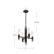 Kuzco Torres 18in 4-Light Chandelier | Brutalist Polished Nickel and Clear Ribbed Glass | Dining Room & Entryway | 22.12 x 18 in | Model CH335418PNCR