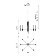 Kuzco Torres 36in 8-Light Chandelier | Brutalist Matte Black and Clear Ribbed Glass | Dining Room & Great Room | 28.25 x 36.12 in | Model CH335836MBCR