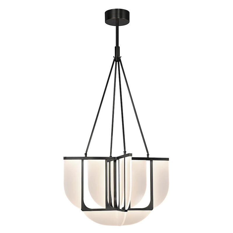 Kuzco Anders 30in 1-Light LED Chandelier | Art Deco Urban Bronze Steel and Acrylic Light Guide | Living Room & Dining Room | Model CH336830UB