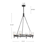 Kuzco Lucian 32in 6-Light Chandelier | Vintage Brass Steel and Alabaster Shade | Dining Room & Living Room | 38.38 x 31.5 in | Model CH338632VBAR