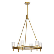 Kuzco Lucian 32in 6-Light Chandelier | Vintage Brass Steel and Clear Crystal Alabaster | Dining Room & Living Room Foyer | Model CH338632VBCC