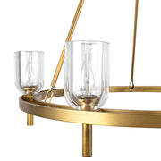Kuzco Lucian 32in 6-Light Chandelier | Vintage Brass Steel and Clear Crystal Alabaster | Dining Room & Living Room Foyer | Model CH338632VBCC