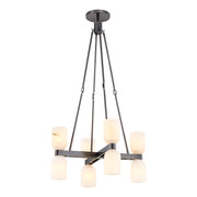 Kuzco Lucian 22in 8-Light Chandelier | Classic Urban Bronze and Alabaster Glass with Clear Crystal Accents | Dining Room | Model CH338822UBAR