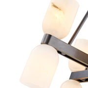 Kuzco Lucian 22in 8-Light Chandelier | Classic Urban Bronze and Alabaster Glass with Clear Crystal Accents | Dining Room | Model CH338822UBAR