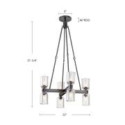 Kuzco Lucian 22in 8-Light Chandelier | Classic Urban Bronze and Alabaster Glass with Clear Crystal Accents | Dining Room | Model CH338822UBAR