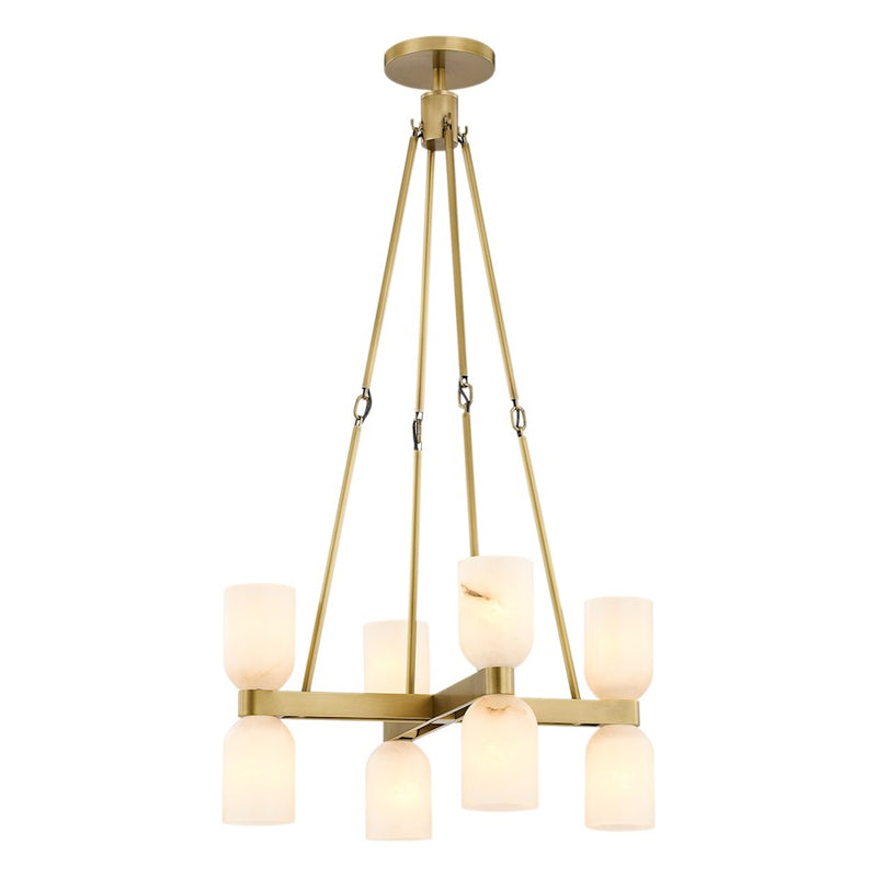 Kuzco Lucian 22in 8-Light Chandelier | Vintage Brass and Alabaster with Clear Crystal | Dining Room & Living Room | Model CH338822VBAR