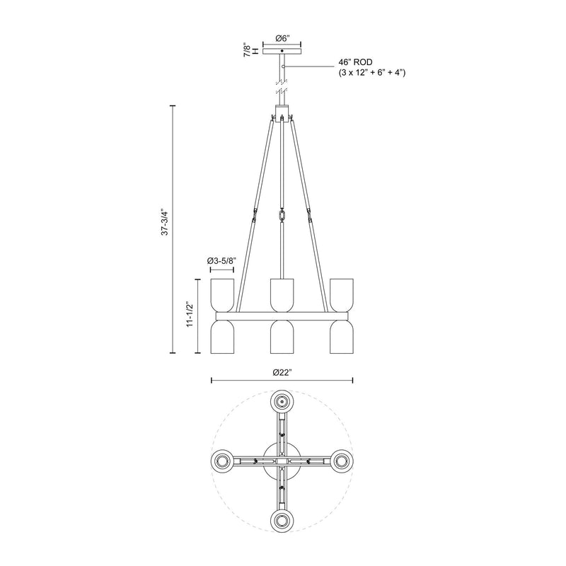 Kuzco Lucian 22in 8-Light Chandelier | Vintage Brass and Alabaster with Clear Crystal | Dining Room & Living Room | Model CH338822VBAR