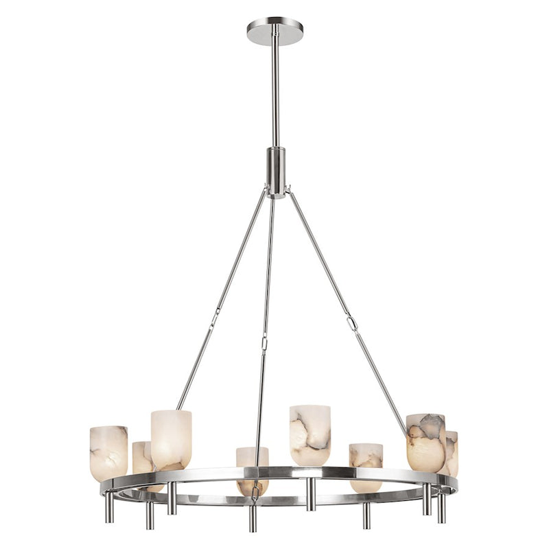 Kuzco Lucian 36in 8-Light Chandelier | Classic Polished Nickel Steel and Alabaster | Dining Room & Living Room | 37.38 x 36.12 in | Model CH338836PNAR