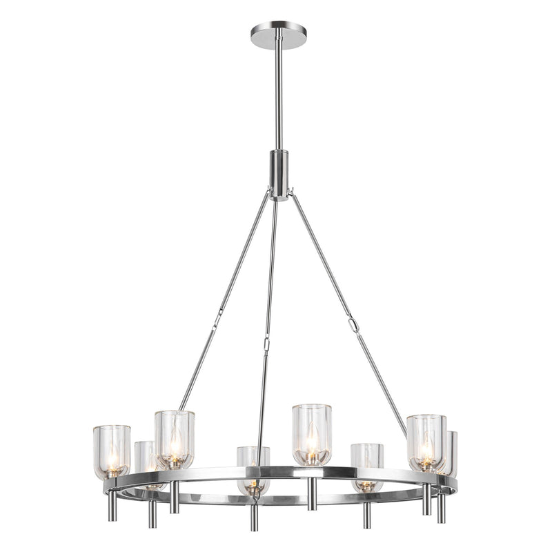 Kuzco Lucian 36in 8-Light Chandelier | Clear Crystal Polished Nickel Steel and Alabaster | Dining Room & Foyer | 37.38 x 36.12 in | Model CH338836PNCC