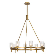 Kuzco Alora Lucian 36in 8-Light Chandelier | Vintage Brass and Clear Crystal with Alabaster Diffuser | Dining Room & Living Room | Model CH338836VBCC