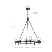 Kuzco Alora Lucian 36in 8-Light Chandelier | Vintage Brass and Clear Crystal with Alabaster Diffuser | Dining Room & Living Room | Model CH338836VBCC