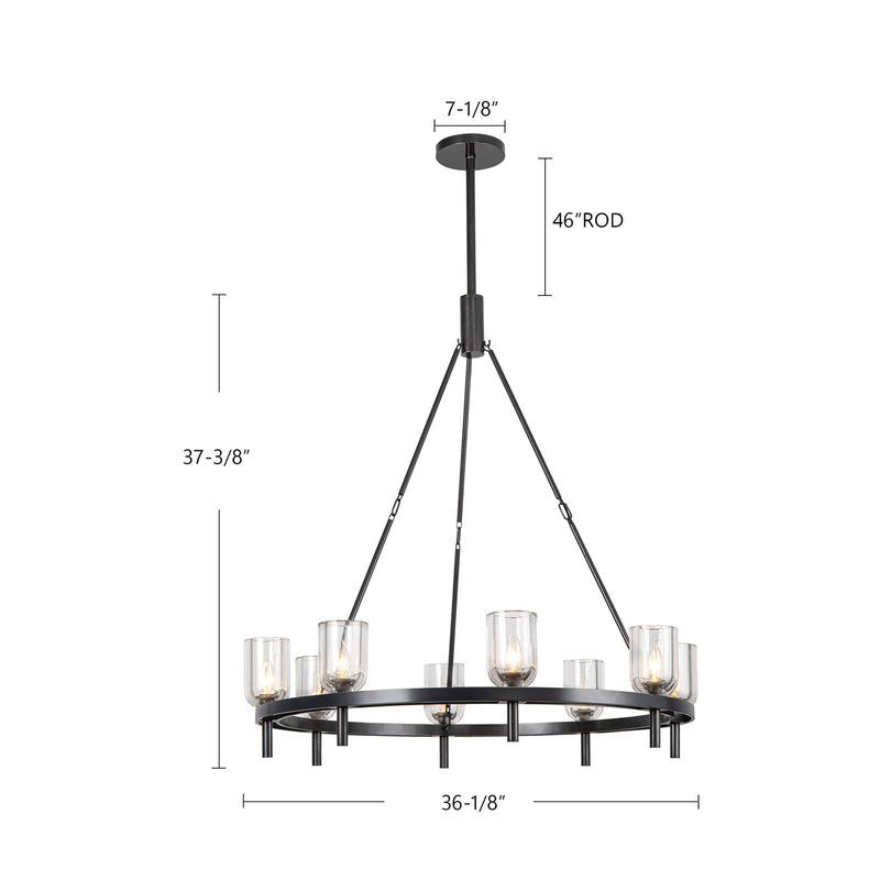 Kuzco Alora Lucian 36in 8-Light Chandelier | Vintage Brass and Clear Crystal with Alabaster Diffuser | Dining Room & Living Room | Model CH338836VBCC