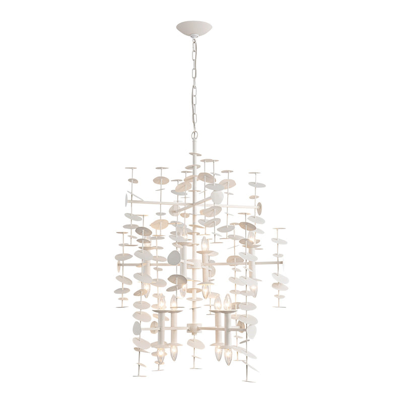 Kuzco Alora Yukari 41in 16-Light Chandelier | Matte White Steel Leaf Petals | Dining Room & Living Room | 40.25 x 30.38 in | Model CH340041MW