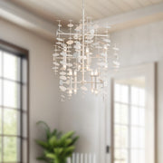 Kuzco Alora Yukari 41in 16-Light Chandelier | Matte White Steel Leaf Petals | Dining Room & Living Room | 40.25 x 30.38 in | Model CH340041MW