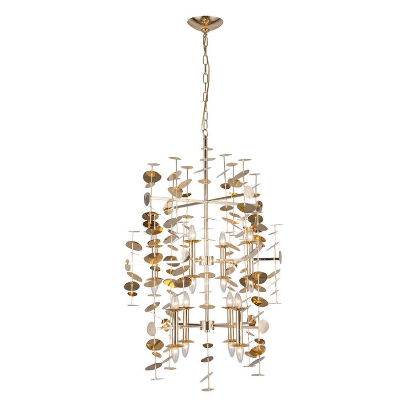 Kuzco Yukari 41in 16-Light Chandelier | Modern Polished Brass Steel Petals | Dining Room & Living Room Centerpiece | 30 x 40 in | Model CH340041PB