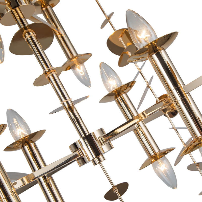 Kuzco Yukari 41in 16-Light Chandelier | Modern Polished Brass Steel Petals | Dining Room & Living Room Centerpiece | 30 x 40 in | Model CH340041PB