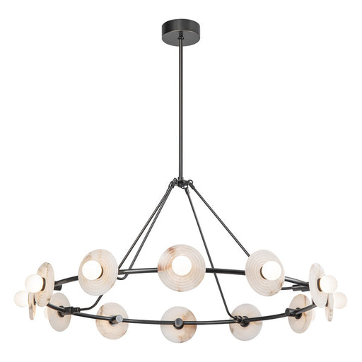 Alora Dahlia 46" LED Chandelier, Urban Bronze/Alabaster/Opal