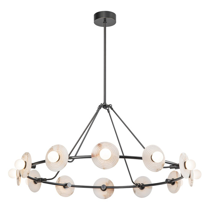 Alora Dahlia 46" LED Chandelier, Urban Bronze/Alabaster/Opal