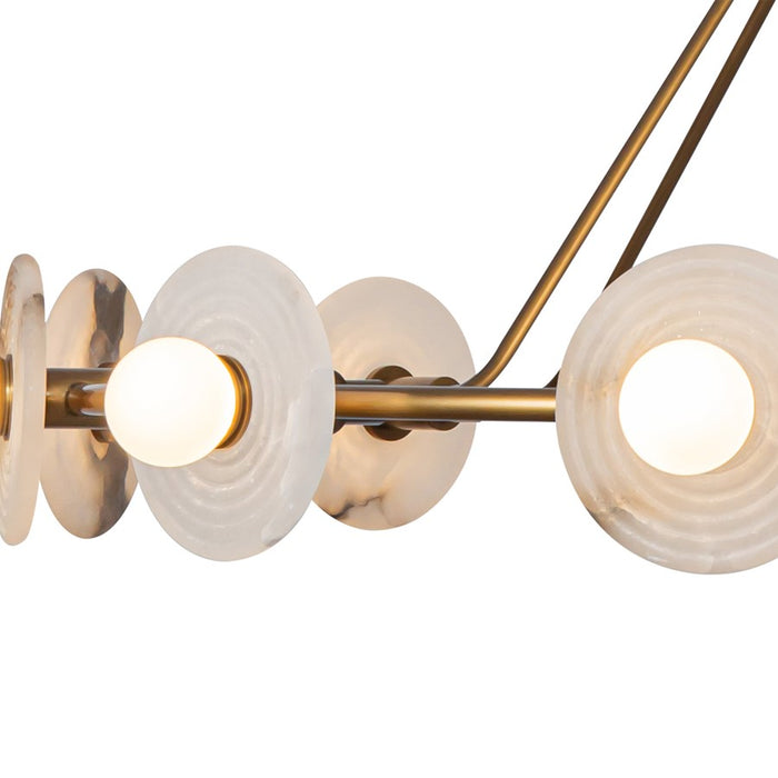 Alora Dahlia 46" LED Chandelier, Vintage Brass/Alabaster/Opal